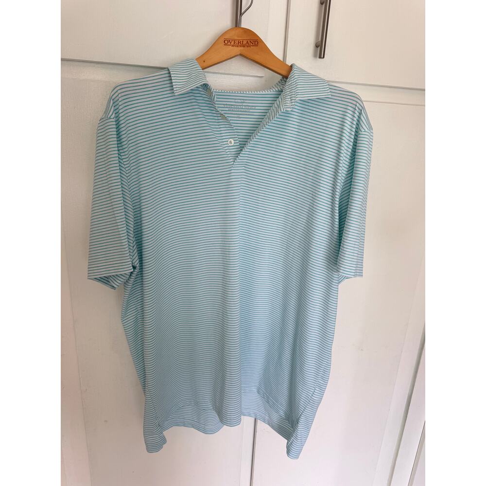 Mens Vineyard Vines Performance Striped Polo Shirt Size XL Green